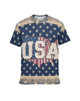 Men's Plus Size Independence Day Star USA Letter Print Round Neck Short Sleeve T-Shirt